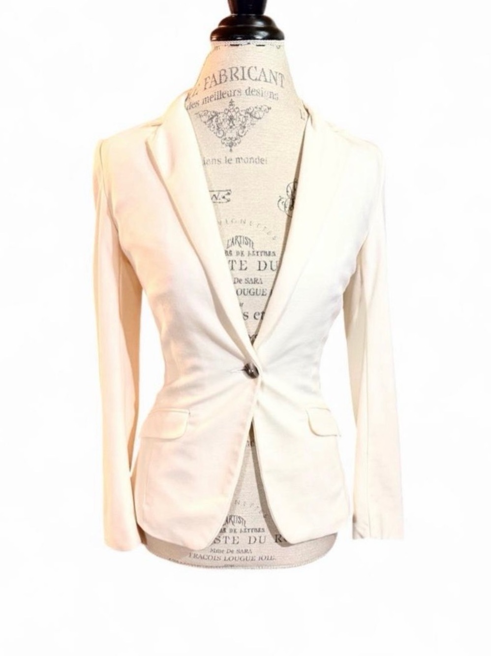 H&M Cream Single-Button Fitted Blazer